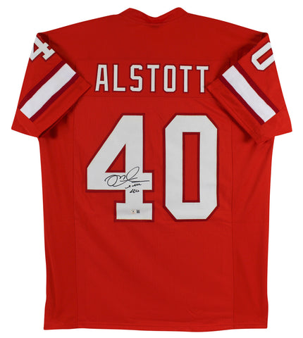 Mike Alstott Signed Orange Throwback Pro Style Jersey Autographed BAS Witnessed