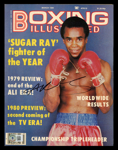 Sugar Ray Leonard Autographed Boxing Illustrated Magazine Beckett QR #BK08896