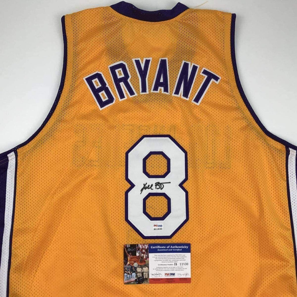 Autographed/Signed KOBE BRYANT #8 Los Angeles LA Yellow Jersey PSA