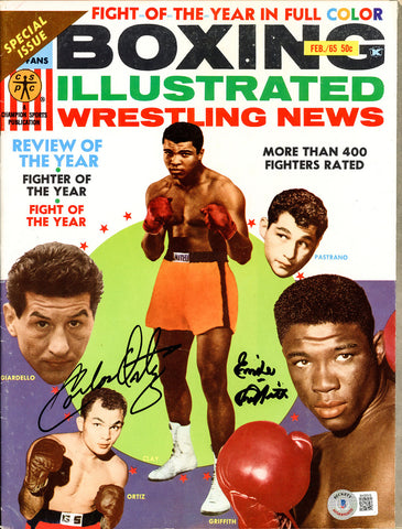 Emile Griffith & Carlos Ortiz Autographed Boxing Illustrated Magazine Beckett