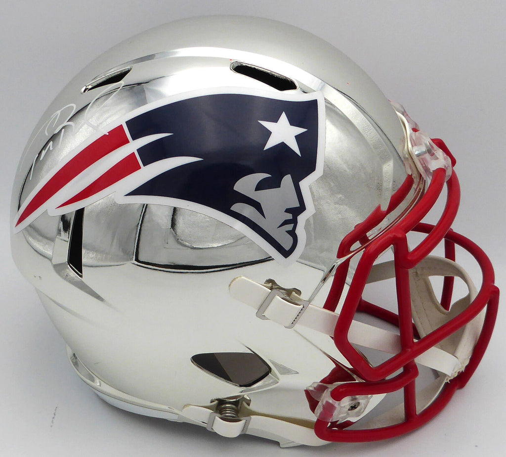 chrome silver football helmet Tom Brady Autographed Chrome Silver Full Size Helmet Patriots TriStar – Super Sports Center