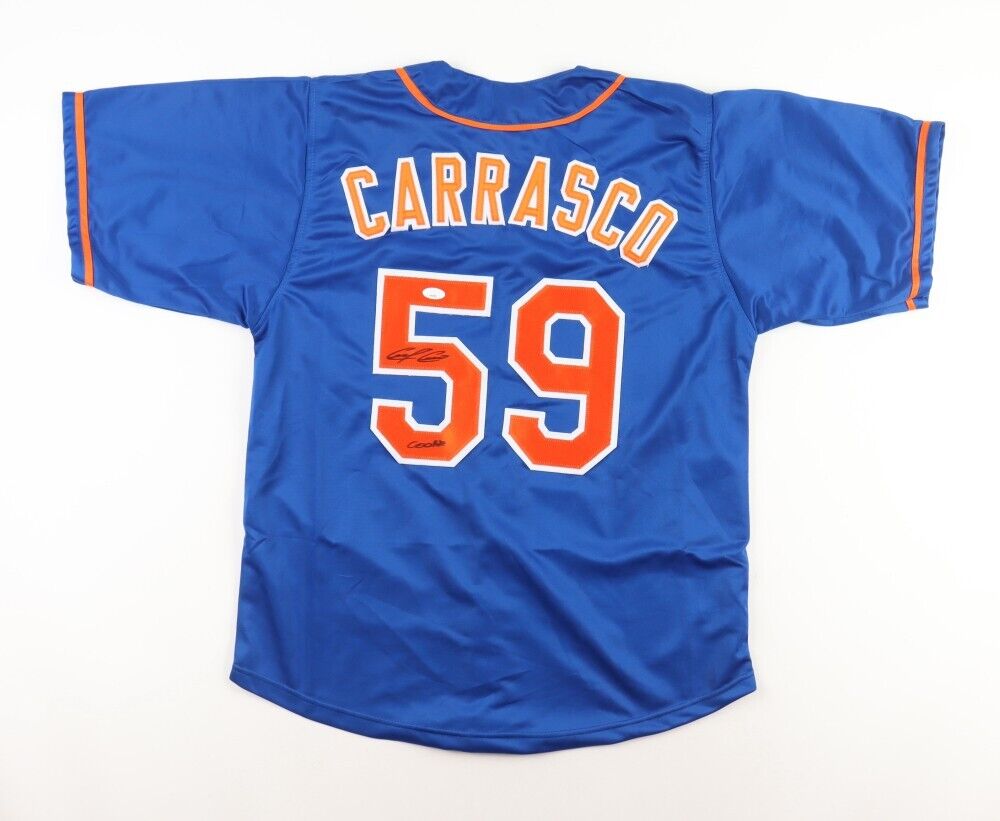 Carlos Carrasco Signed New York Mets Jersey Inscribed Cookie (JSA COA)