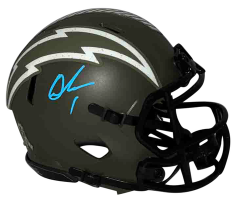 QUENTIN JOHNSTON SIGNED LOS ANGELES CHARGERS SALUTE TO SERVICE MINI HELMET BAS