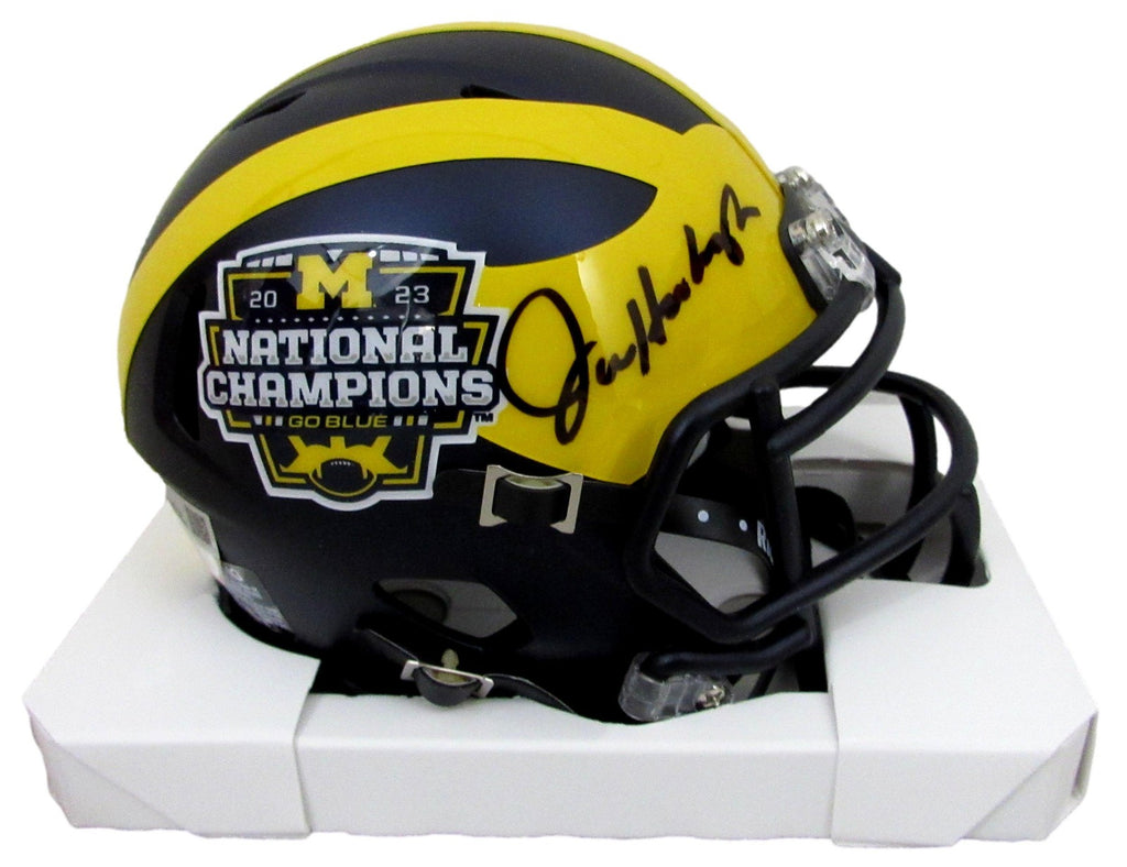 autograph mini football helmets Jim Harbaugh Signed/Auto Mini Football Helmet Michigan Coach Fanatics – Super Sports Center
