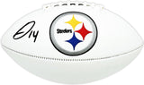 GEORGE PICKENS AUTOGRAPHED SIGNED STEELERS WHITE LOGO FOOTBALL BECKETT QR 220512