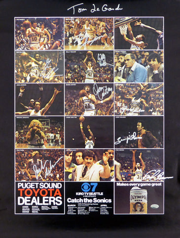 1978-79 NBA Champions Supersonics Auto Poster Photo 9 Sigs Fred Brown MCS 51052