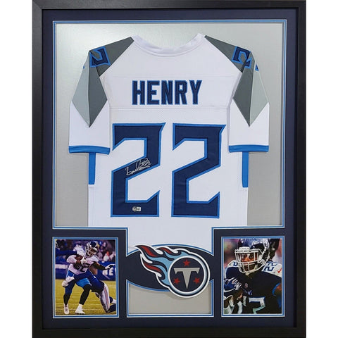 Derrick Henry Autographed Signed Framed White Tennessee Titans Jersey BECKETT