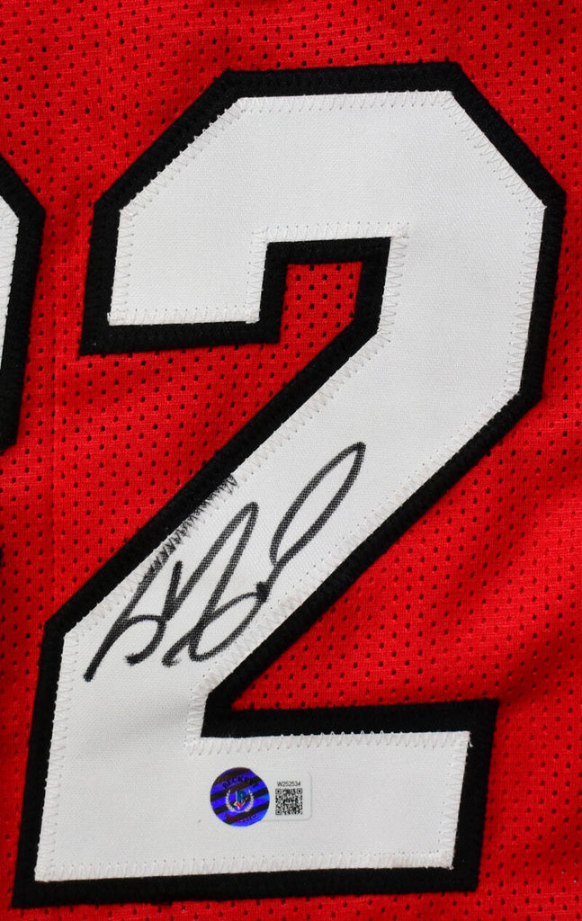 Shaquille O'Neal Autographed Red Miami Pro Style Stat Jersey