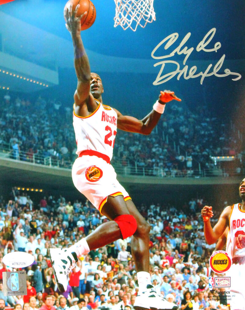 Clyde Drexler Framed Jersey JSA Autographed Signed Houston Rockets