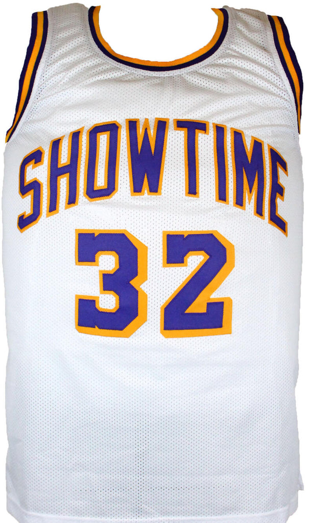 Magic Johnson Autographed/Signed Showtime Purple XL Jersey BAS