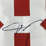 FRAMED Autographed/Signed VERNON DAVIS 33x42 Red Football Jersey Beckett COA