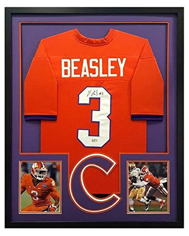 Vic Beasley Signed Clemson Tigers Custom Framed Orange Jersey - Cut Decal