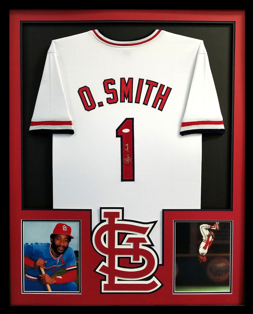 Ozzie Smith Signed St Louis Cardinals Framed White Custom Jersey – Super  Sports Center