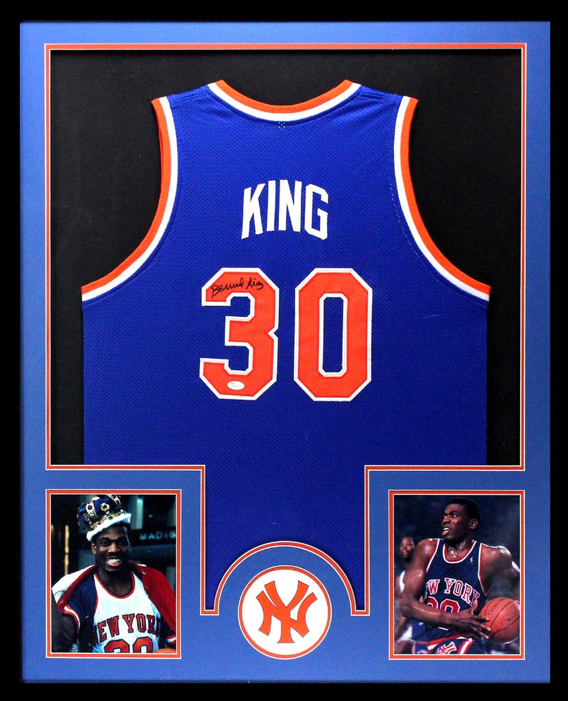 Bernard King Signed New York Knicks Framed Blue Custom Jersey – Super  Sports Center