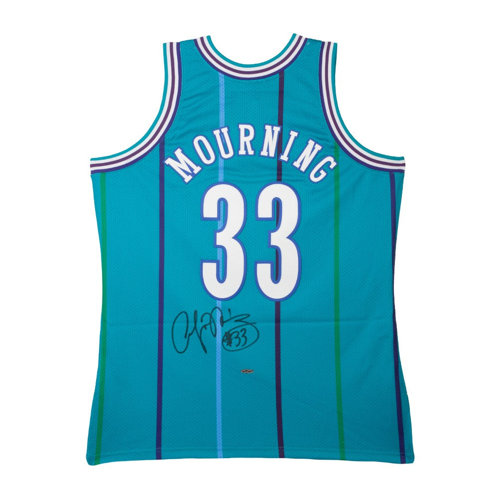 Larry Johnson Teal Charlotte Hornets Autographed Mitchell & Ness