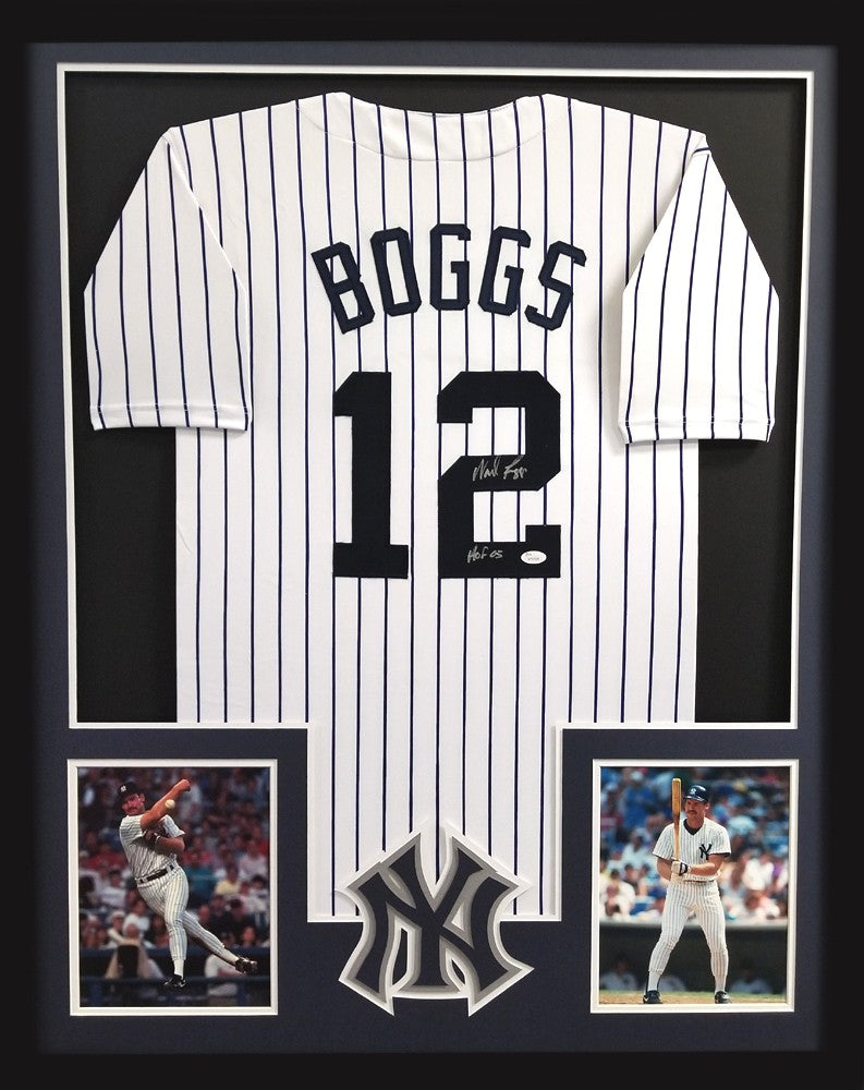 Wade Boggs Signed New York Yankees Pinstripe Framed Custom Jersey with HOF 05 Inscription