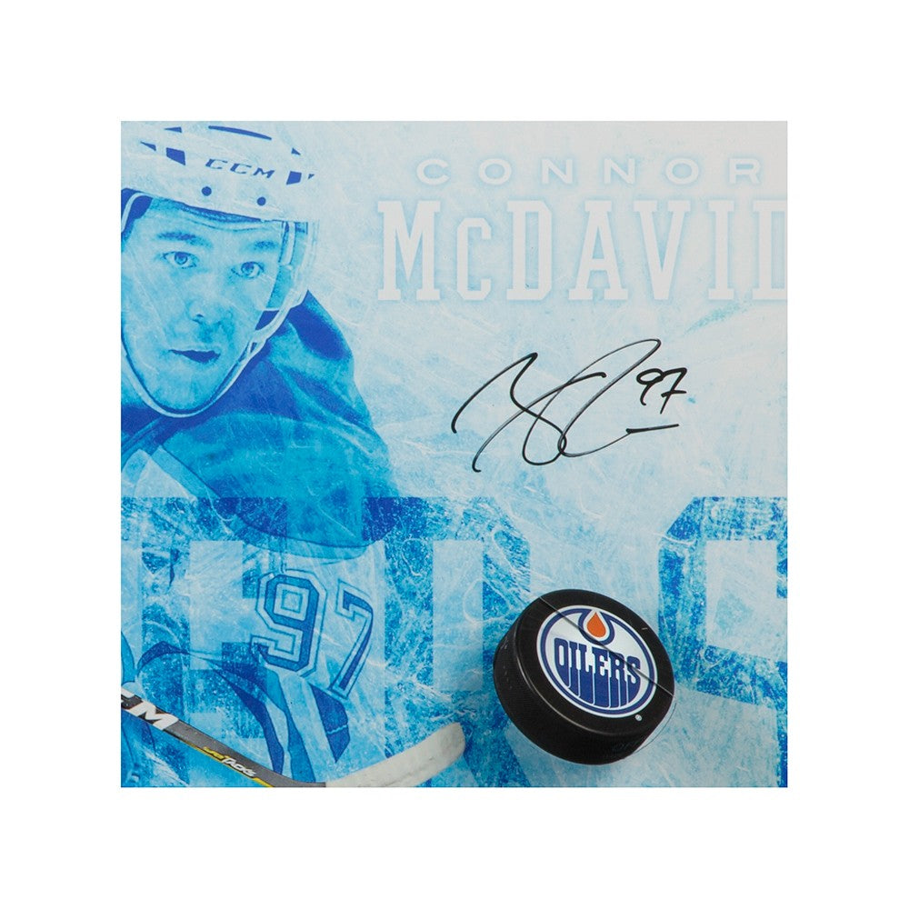 Connor McDavid Signed Edmonton Oilers Logo Hockey Puck (PSA COA)