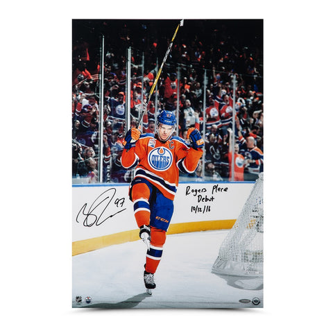 Connor McDavid Autographed & Inscribed "Home Opener Celebration" 16 x 24