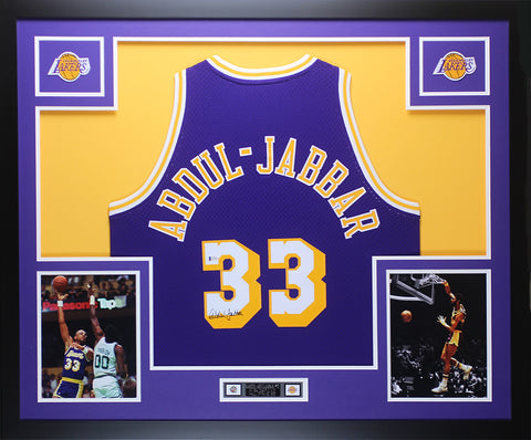 Kareem Abdul-Jabbar Autographed Framed Purple Lakers Jersey