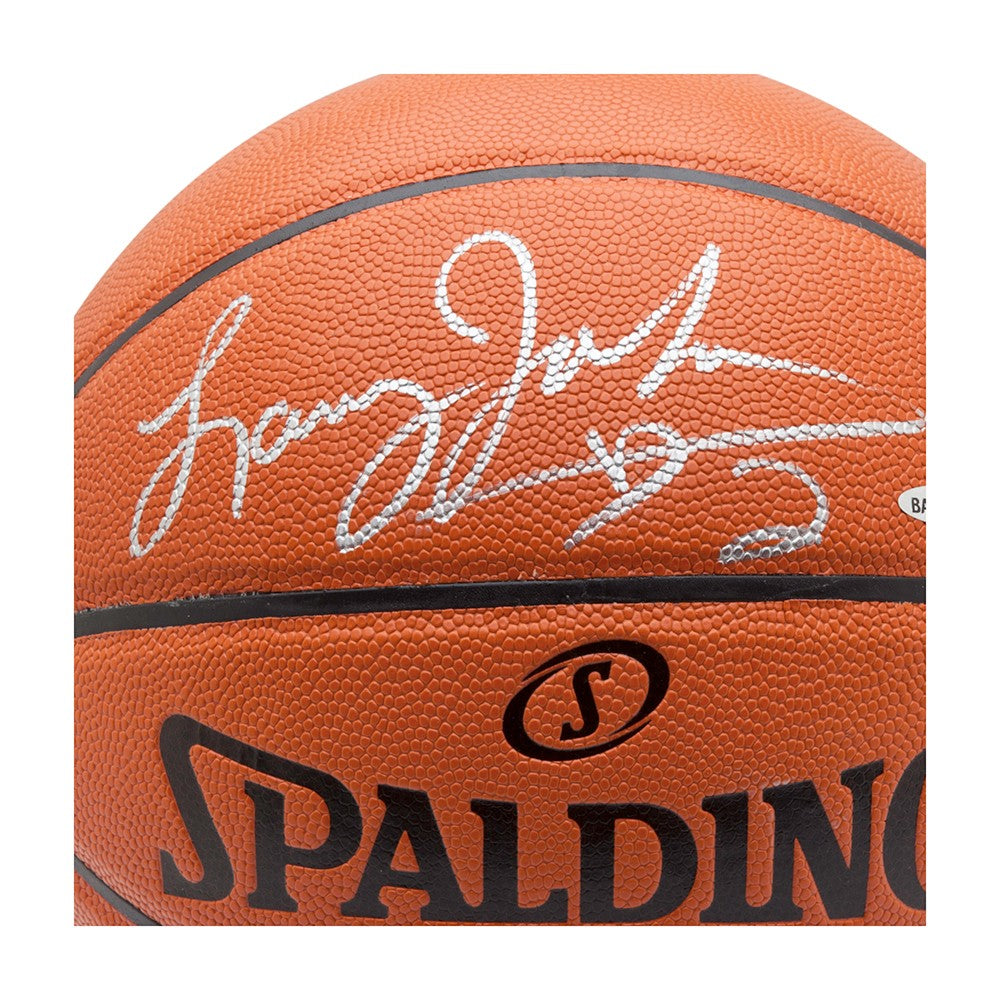 Lebron James Signed Game Used Spalding NBA Game Basketball Beckett