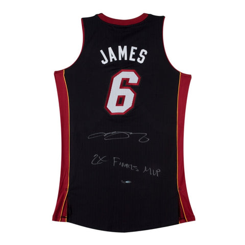 LeBron James Autographed & Inscribed 2X Finals MVP Black Heat Jersey