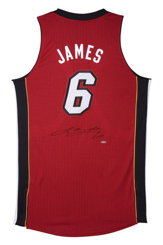 LeBron James Signed Miami Heat Authentic Adidas Red Alternate Jersey