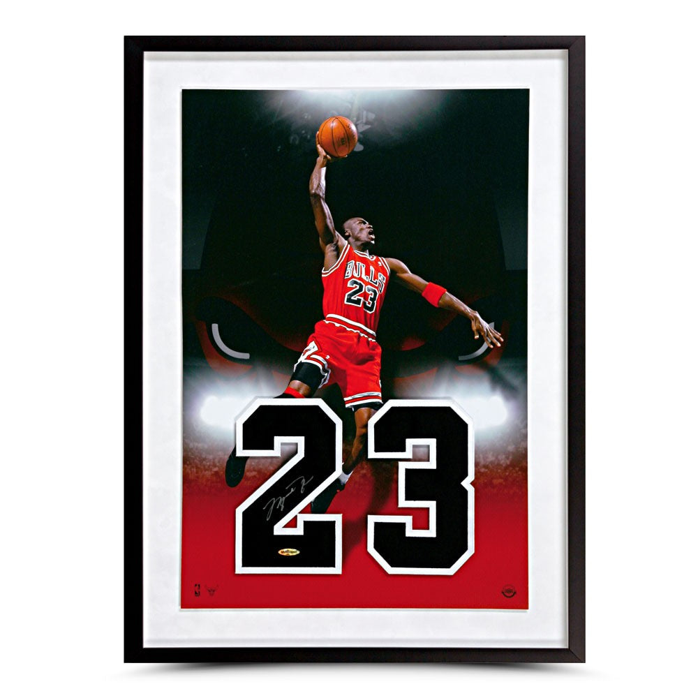 Michael Jordan Chicago Bulls Autographed Jersey Numbers Piece Framed UDA COA