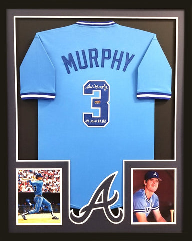Dale Murphy Signed Atlanta Braves Custom Framed Blue Jersey With "82, 83 NL MVP" Inscription