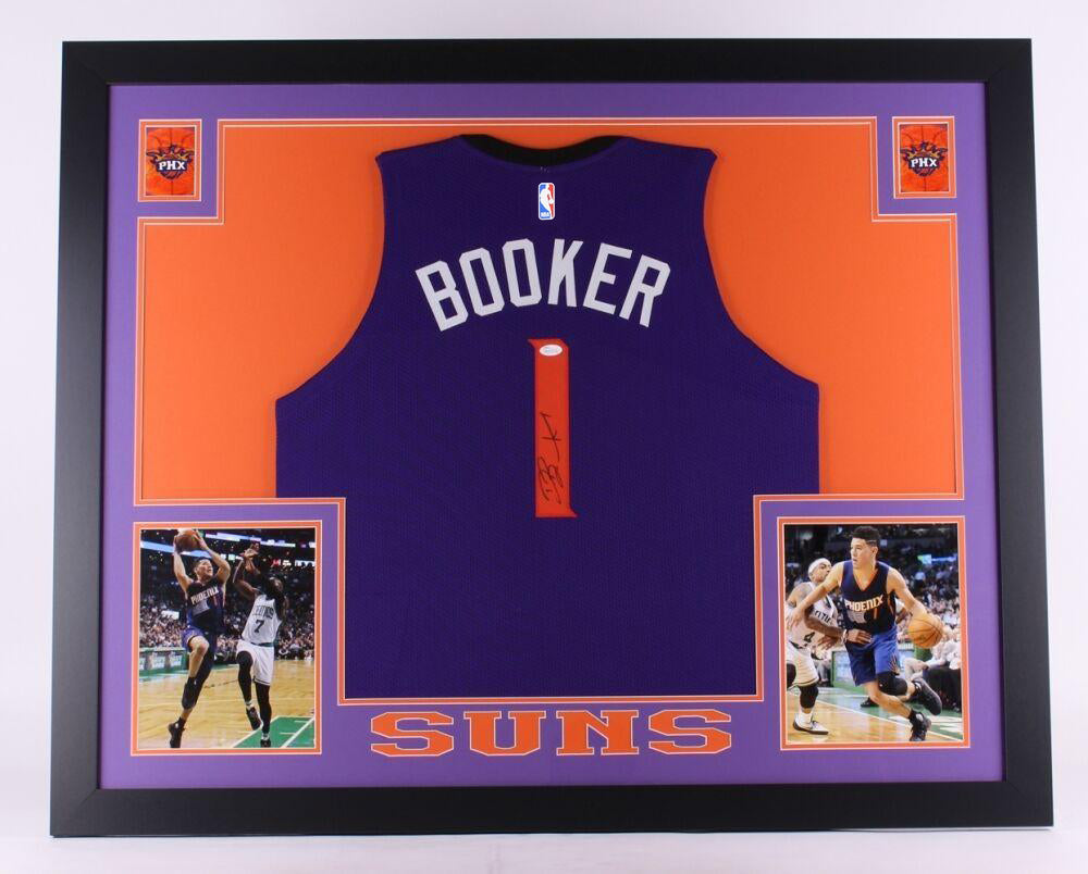 Devin Booker Phoenix Suns Nba Signed #1 Jersey Framed - 4504 – HT