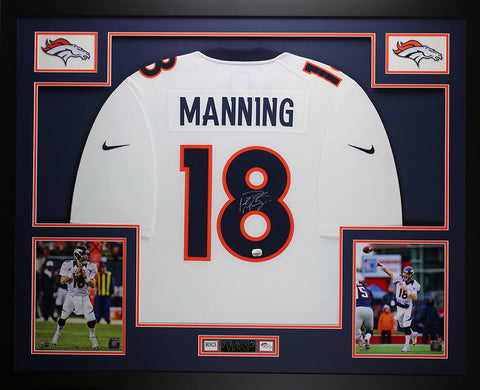 Peyton Manning Autographed Framed White Broncos Jersey