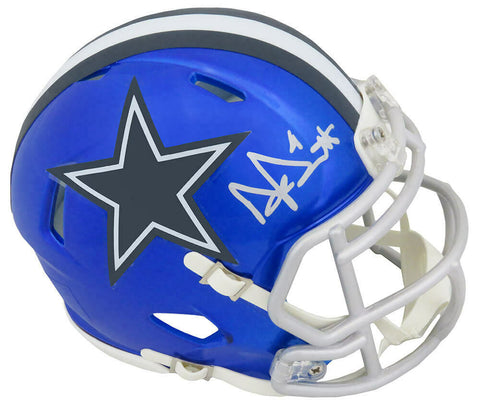 Dak Prescott Signed Dallas Cowboys FLASH Riddell Speed Mini Helmet -SCHWARTZ COA