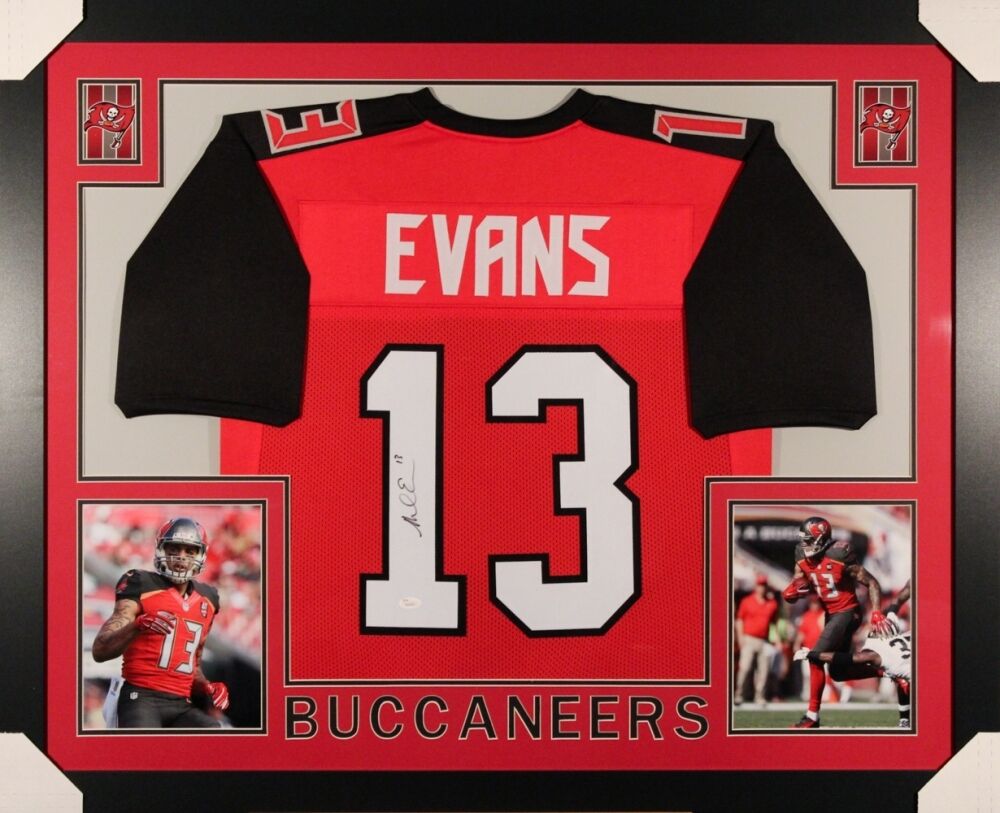 Mike Evans Signed Buccaneers 35x43 Custom Framed Jersey Display