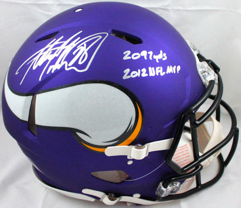 Adrian Peterson Signed Vikings F/S Speed Authentic Helmet w/2 Insc.-BeckettWHolo