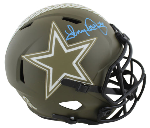 Cowboys Tony Dorsett Signed Salute To Service Full Size Speed Rep Helmet BAS Wit