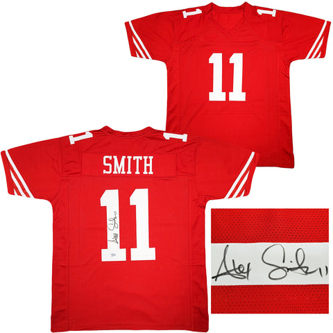 SAN FRANCISCO 49ERS ALEX SMITH AUTOGRAPHED RED JERSEY BECKETT BAS WITNESS 208237