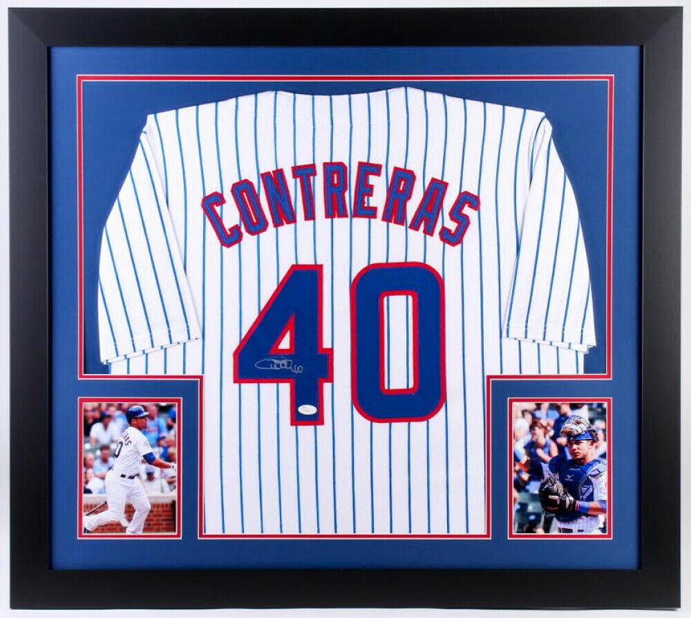 Willson Contreras Signed Chicago Cubs 31x35 Custom Framed Jersey