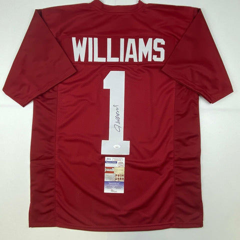 Autographed/Signed Jameson Williams Alabama Red College Football Jersey JSA COA