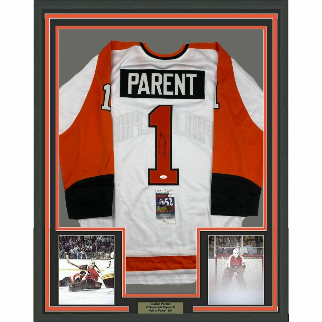 Bernie Parent Autographed Black Hockey Jersey (JSA)
