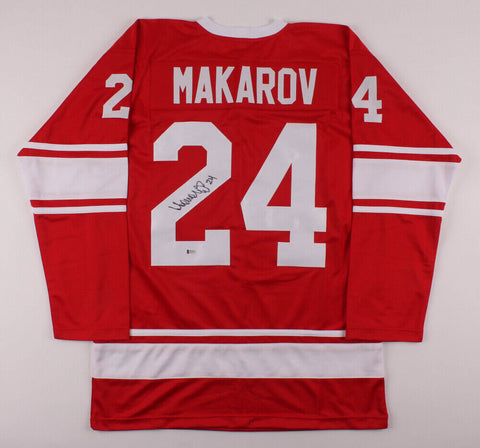 Sergei Makarov Signed Soviet Union Jersey (Beckett COA) 2xGold Medalist/ Flames