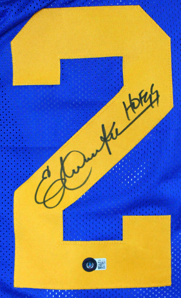 Eric Dickerson HOF 99 Signed White Pro Style Jersey Sig on #9 BAS  Witnessed