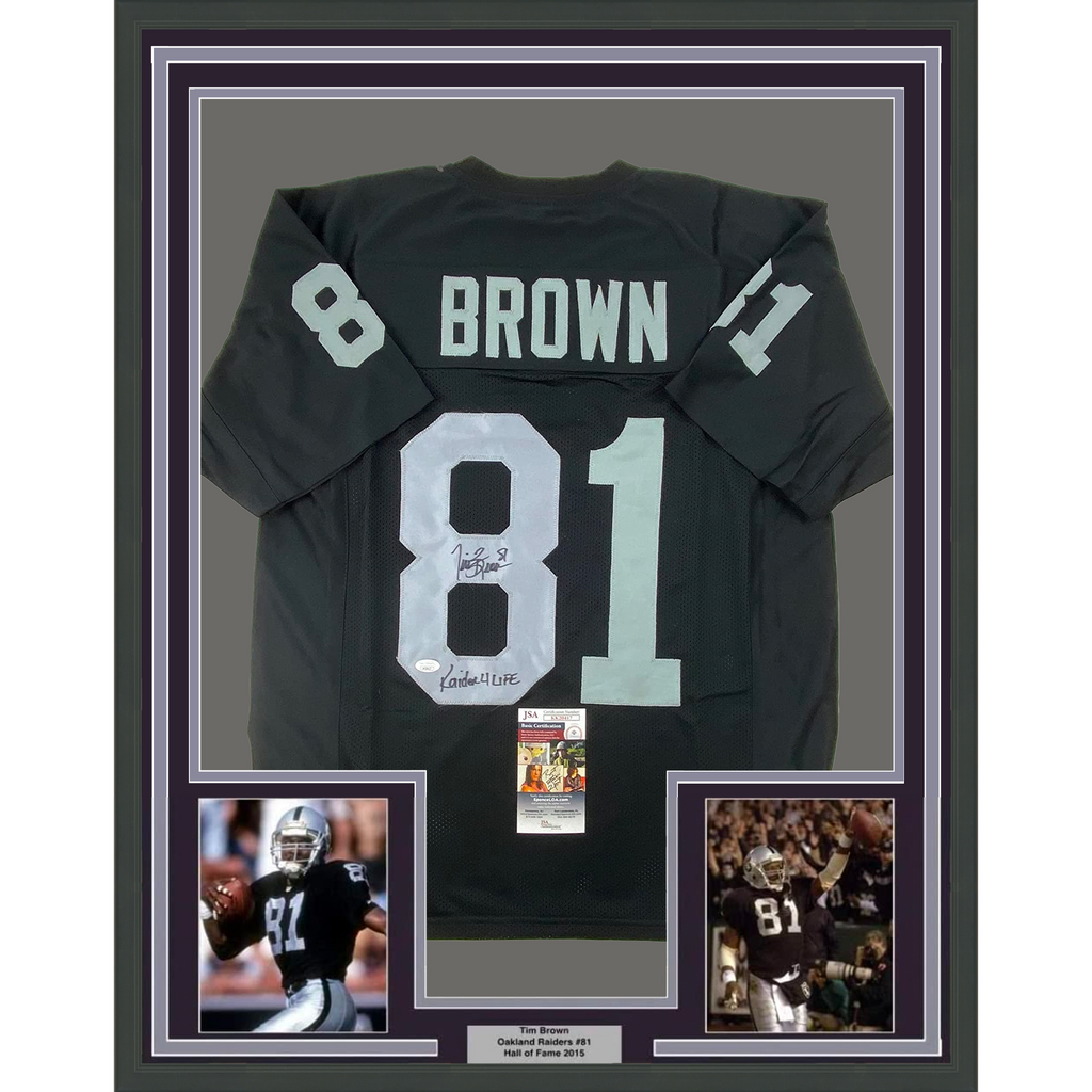 Tim Brown Autographed and Framed Oakland Raiders Jersey