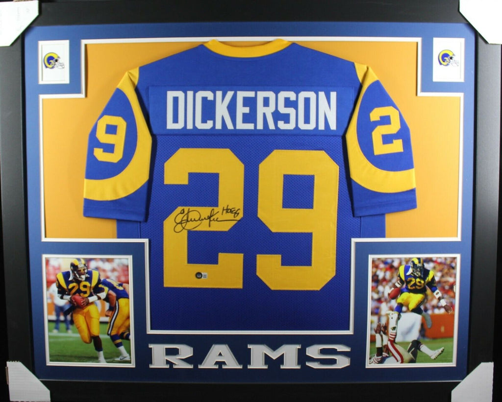 ERIC DICKERSON (Rams throwback SKYLINE) Signed Autographed Framed