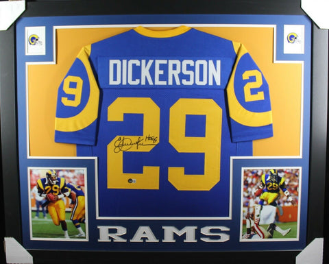 ERIC DICKERSON (Rams throwback SKYLINE) Signed Autographed Framed Jersey Beckett