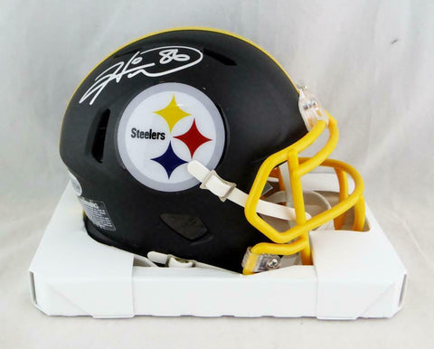 Hines Ward Signed Pittsburgh Steelers Flat Black Mini Helmet- Beckett W *Silver