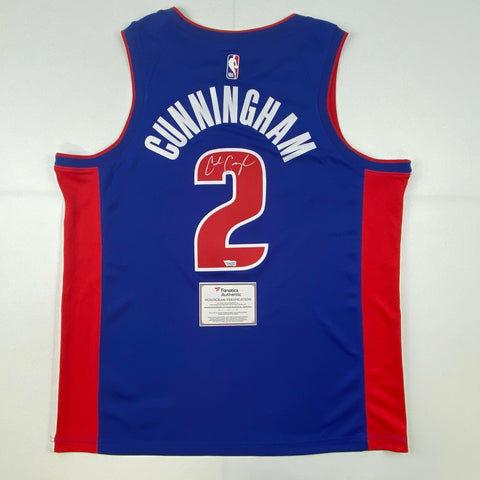Autographed/Signed Cade Cunningham Detroit Pistons Blue Jersey Fanatics COA