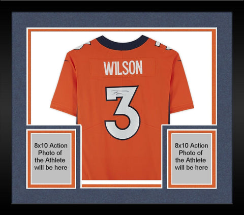 Framed Russell Wilson Denver Broncos Autographed Orange Nike Limited Jersey