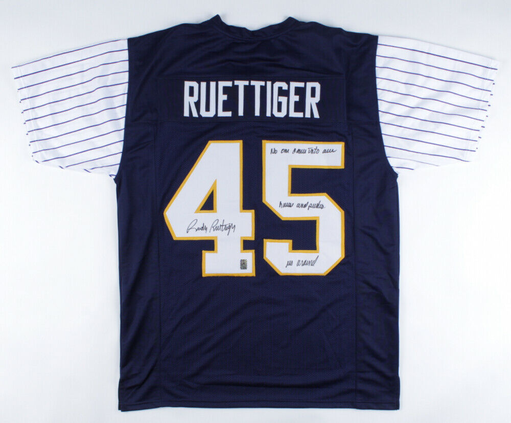 Friendly Confines Rudy Ruettiger Signed Notre Dame Shamrock Series Jersey (Rudy Holo) Yankee Stdm
