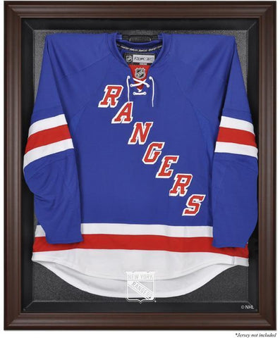 New York Rangers Brown Framed Logo Jersey Display Case Authentic