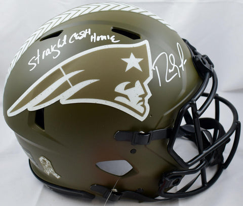 Randy Moss Signed Patriots F/S Salute to Service Speed Authentic Helmet-BAW Holo