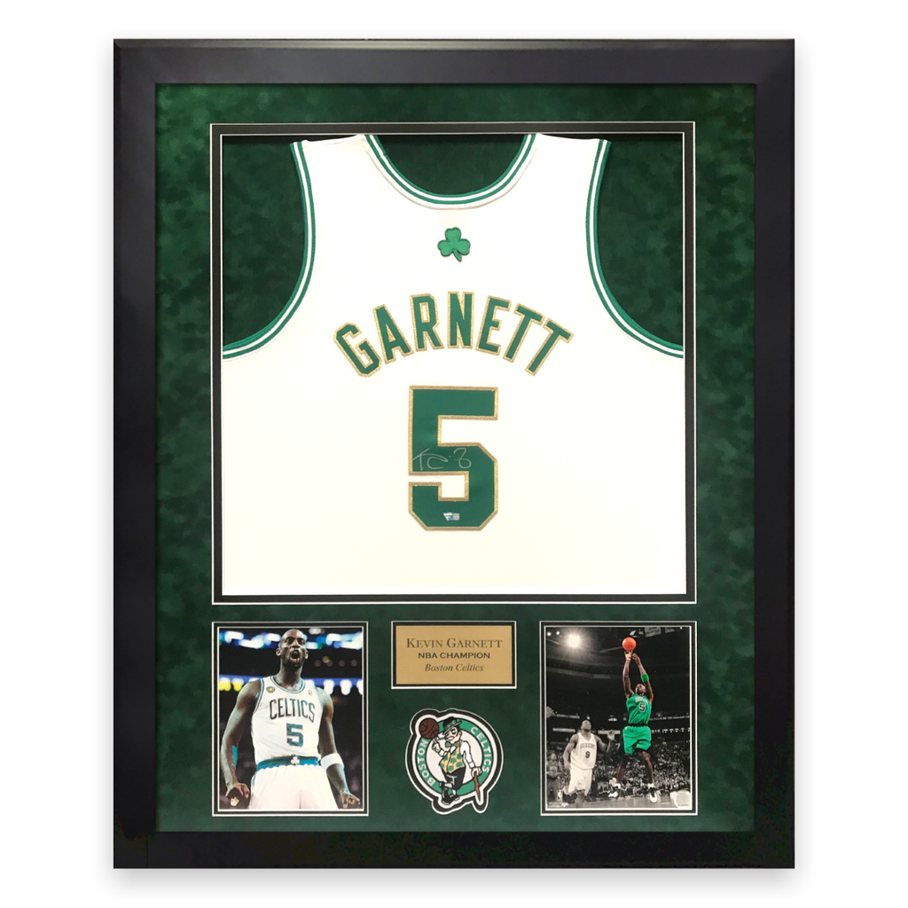Kevin Garnett Signed Autographed White Jersey Framed to 32x40